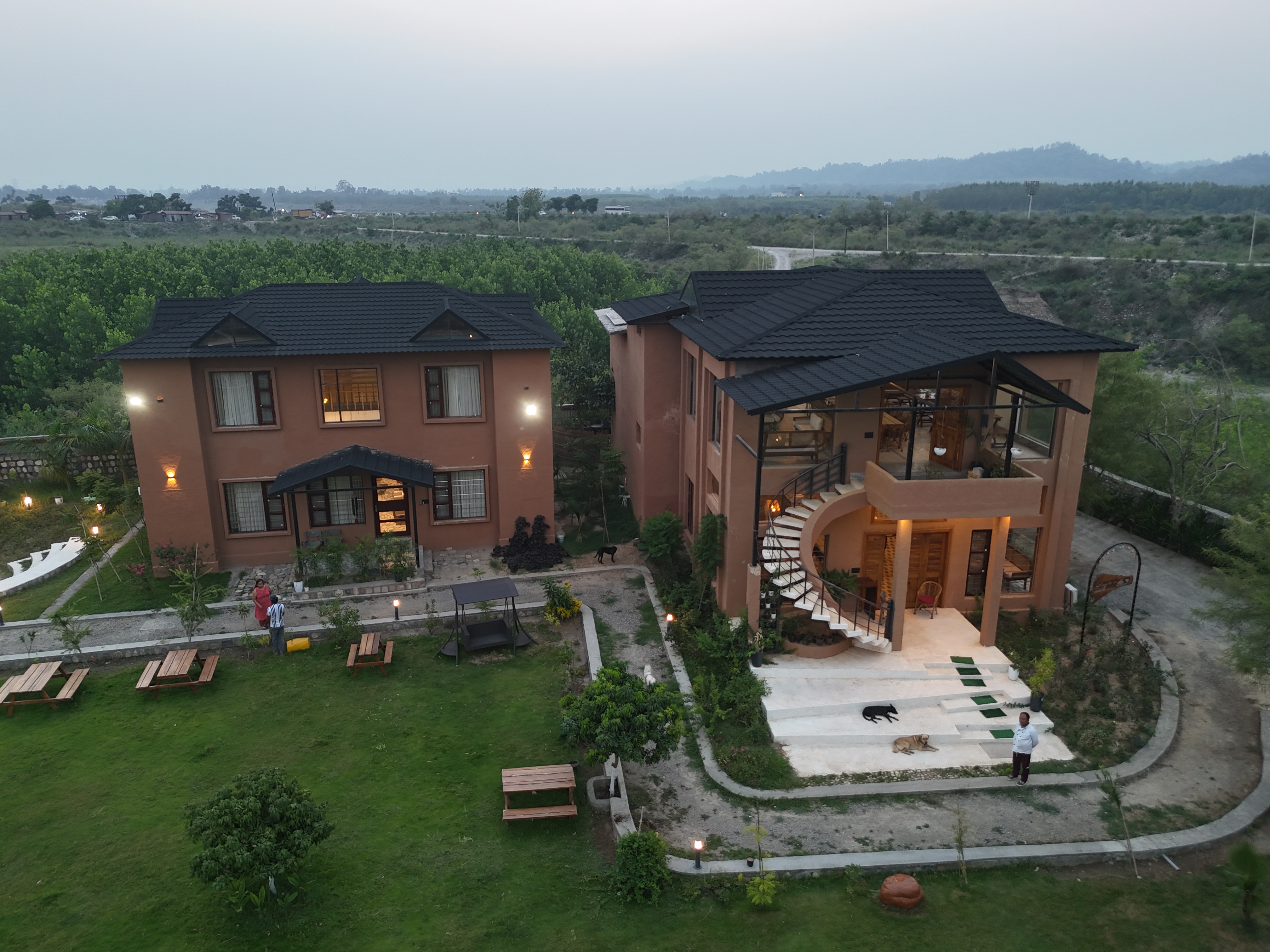 Aerial View of Abhyaranya Farmstay & Surrounding Reserve Forest